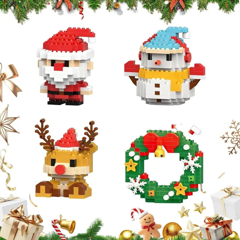 DIY Christmas Santa Claus Building Blocks Set Christmas Themed Brick Ornaments Mini Block Figures Christmas Birthday Gifts