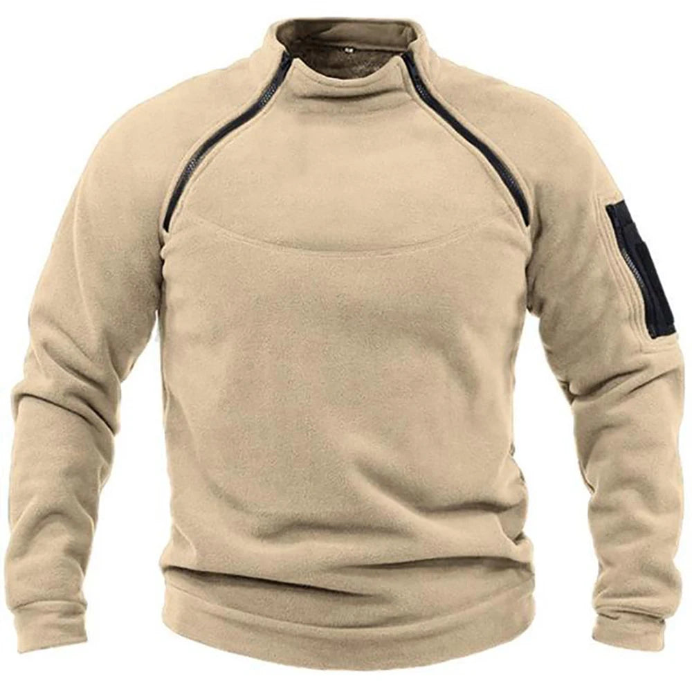 Taktische Hoodies für Herren, Militär-Outdoor-Pullover, Langarm-Pullover mit Reißverschluss, Fleece, winddicht, Thermo, für Wandern, Camping, Armee