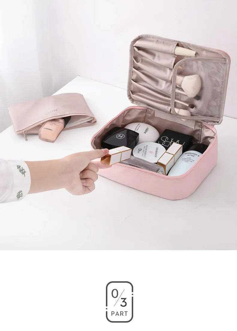 Damen tragbare Kosmetiktasche mit hohem Erscheinungsbild, große Reise-Waschtasche, dreidimensionale Make-up-Aufbewahrungstasche
