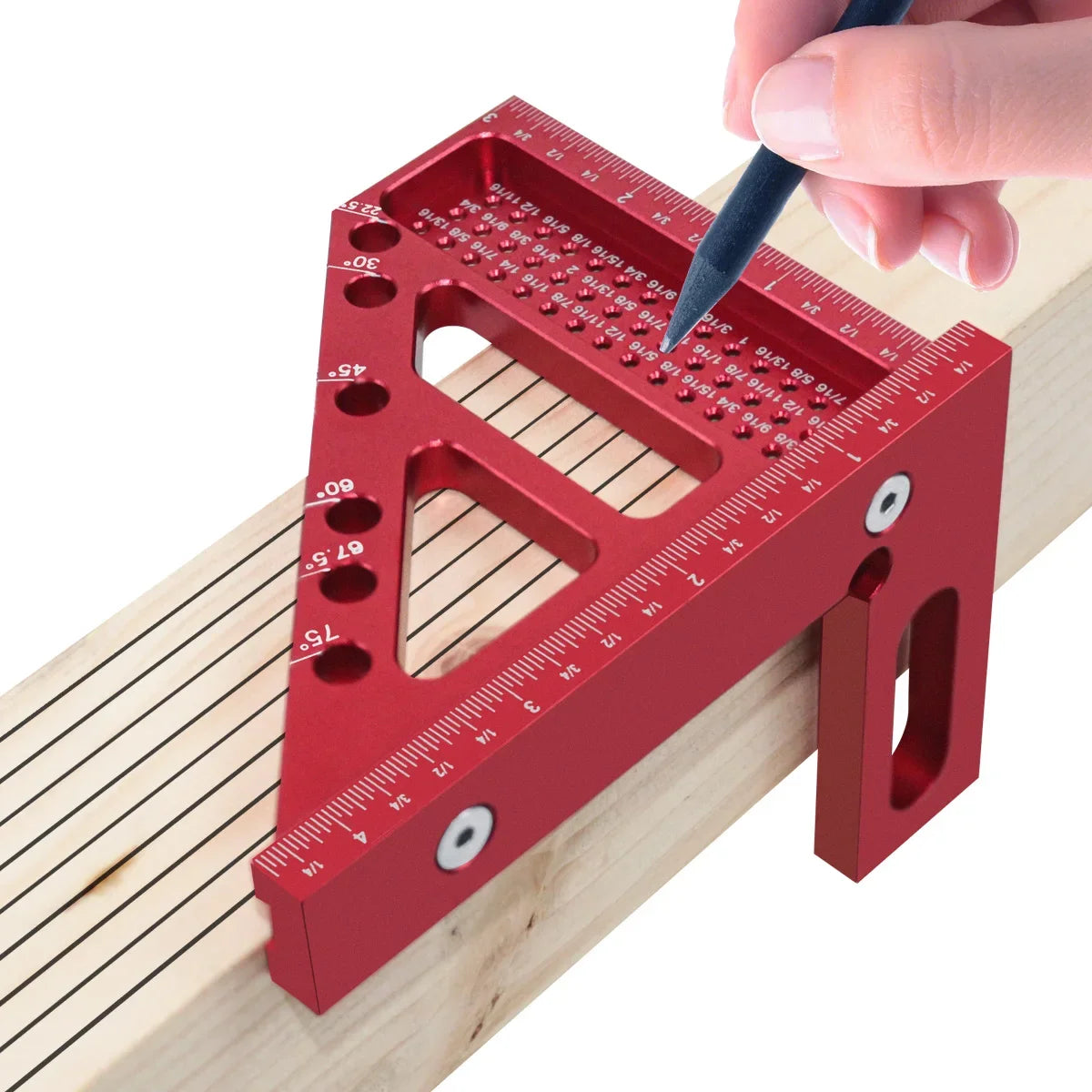 3D Multi-Angle Metric/Inch Measuring Ruler, 45/90 Degree Aluminum Alloy Square Protractor, High Precision Layout Measuring Tool - Shoppiline