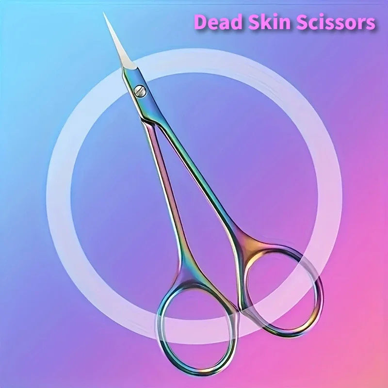 1pcs Stainless Steel Cuticle Scissors Dead Skin Remover Russian  Curved Tip Nail Scissors Manicure Tool