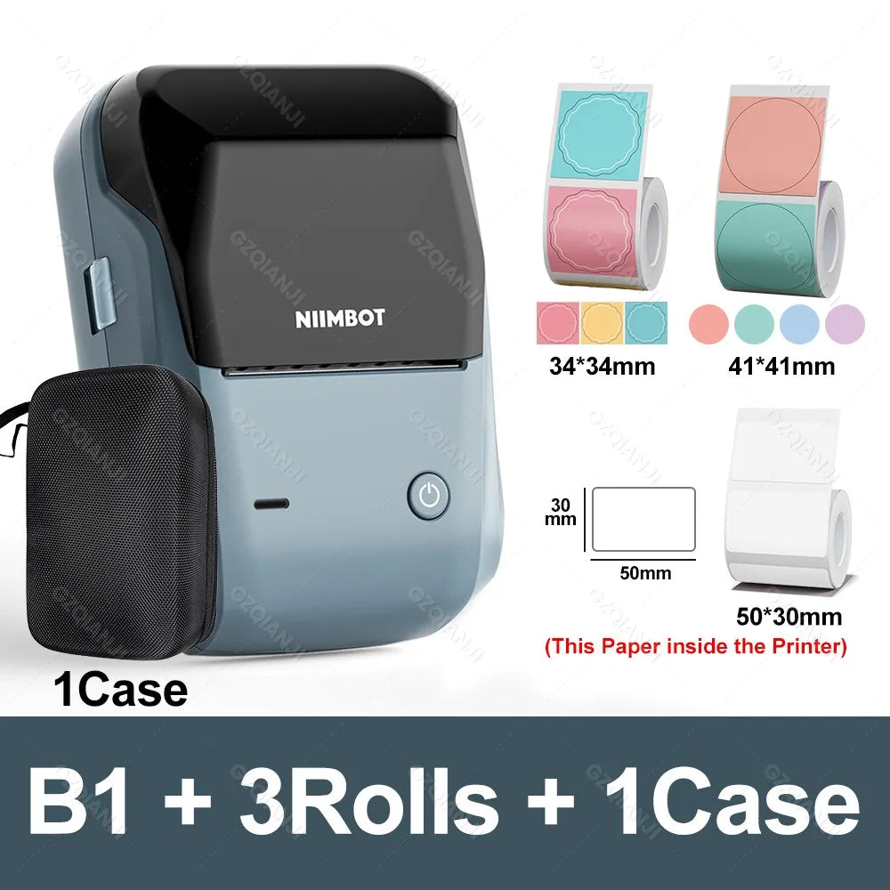Niimbot B1 Mini Label Thermal Printer Portable Self-Adhesive Bluetooth Maker Machine For Round UV Tag Stickers Labels Rolls - Shoppiline