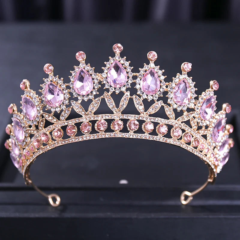 Baroque Vintage Crystal Tiaras And Crowns Rhinestone Queen Pageant Prom Diadem Crown Bridal Wedding Hair Accessories Jewelry