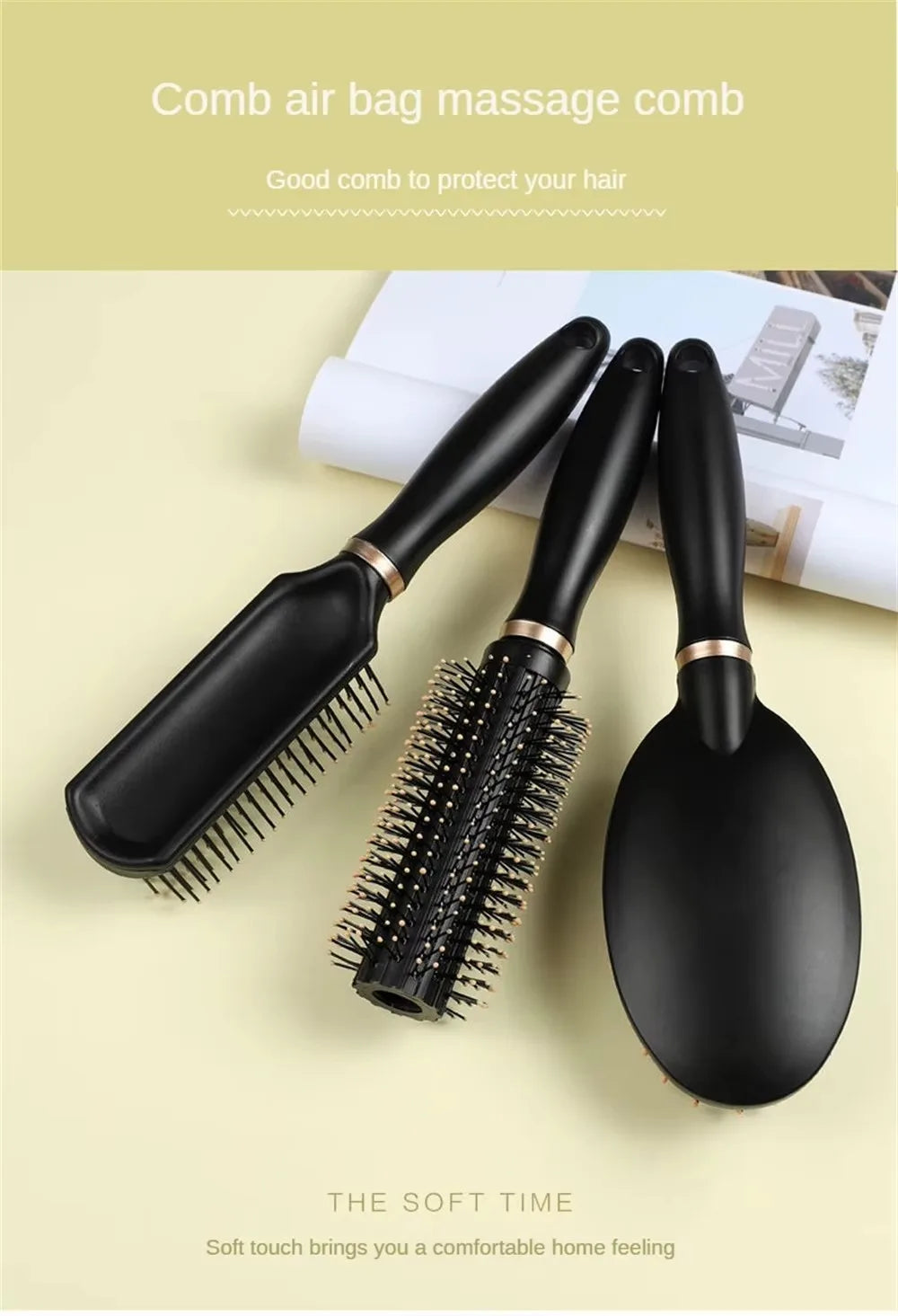 Air Cushion Hairbrush Scalp Massage Comb Soft Nylon Bristle Anti-static Detangler Brush For Wet Dry Straight Curly Hair Salon