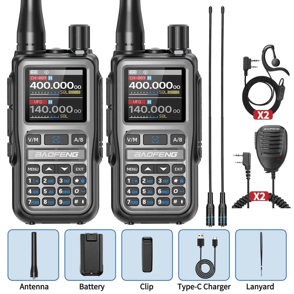 BAOFENG UV-5R Mini Walkie Talkie Multi Band Bluetooth Programming Wireless Copy Frequency 999CH AM FM Long Range Two Way Radio - Shoppiline