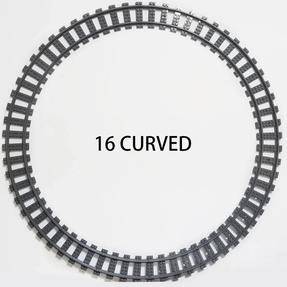 Straight Train Tracks Curved Accessories Car Blocks Building Sets DIY 10-100 Pcs Kids Toys MOC Bricks City Switch Rail Crossing