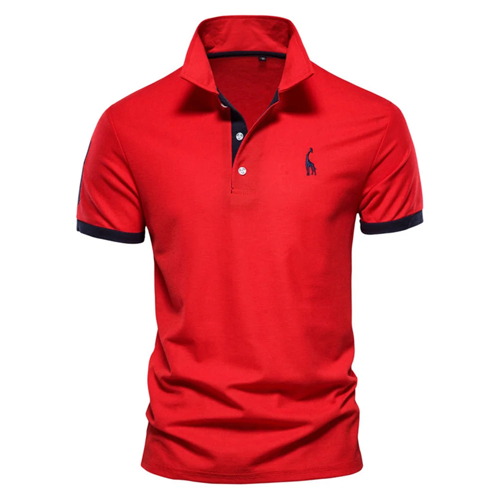 Dropshipping Polo Giraffe Hemd Herren Qualität Stickerei Sommer Kurzarm Polo Casual Business Social Herren Poloshirts BR Größe