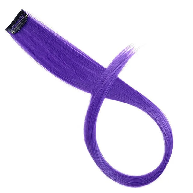 22Inch Synthetic Long Straight Clip In Hair Extensions High Temperature Hairpieces Rainbow Colors Hair Accessories for Women