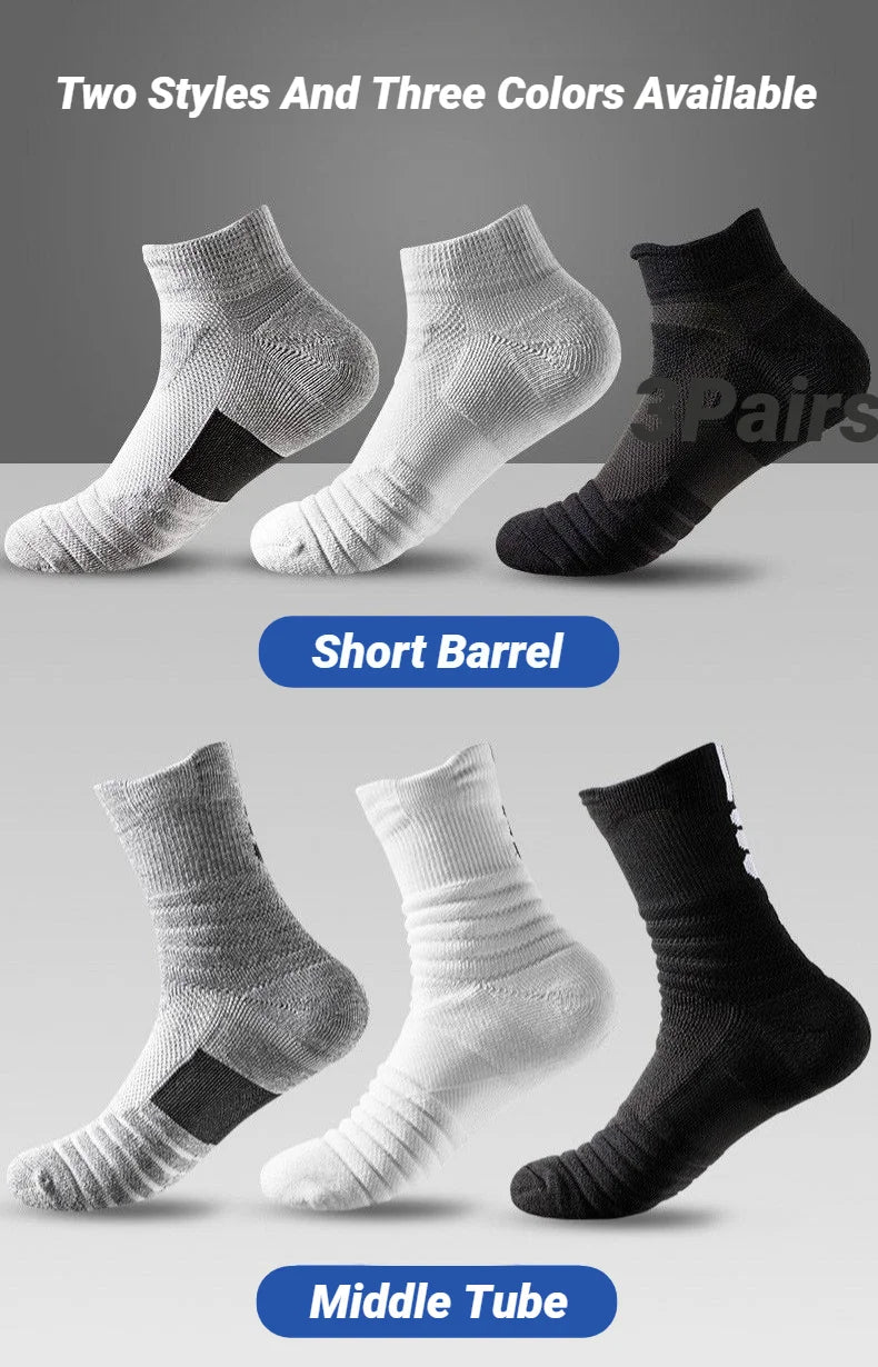 3 Pairs Anti-Slip Football Socks Men Sock Short Long Tube Soccer Basketball Sport Breathable Deodorous 39-45 Running Hiking