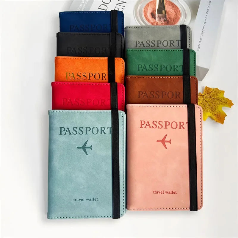 RFID Blocking Passport Holder Cover Wallet Case Travel Leather Wallet for Men Women Multi-Function ID Bank Card Case Accessories
