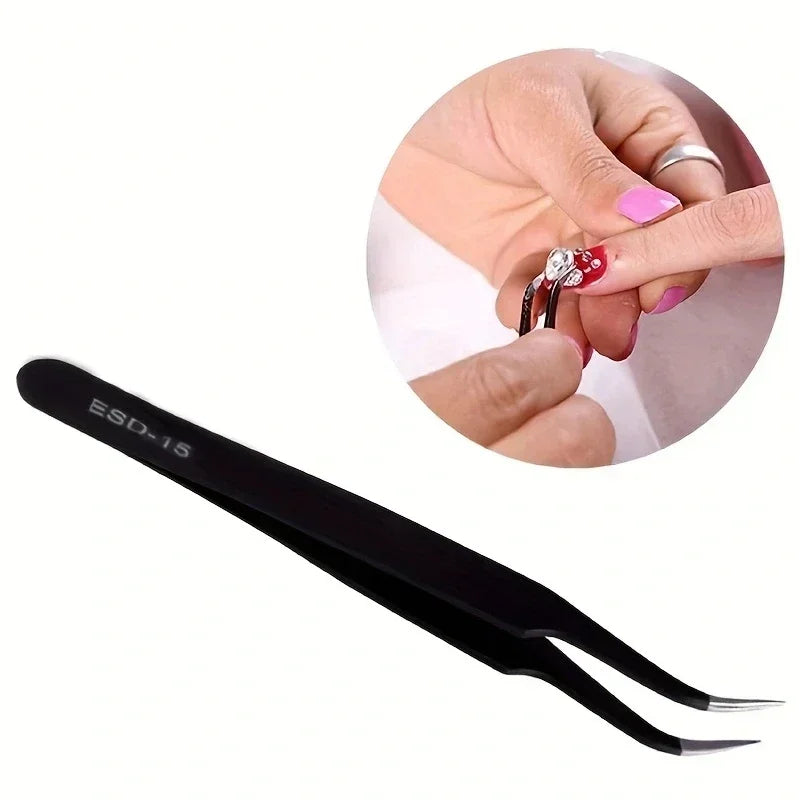 1PC Stainless Steel Curved Straight Eyebrow False Eyelash Tweezers Nail Art Extension Makeup Tool Eeyelashes Tweezers