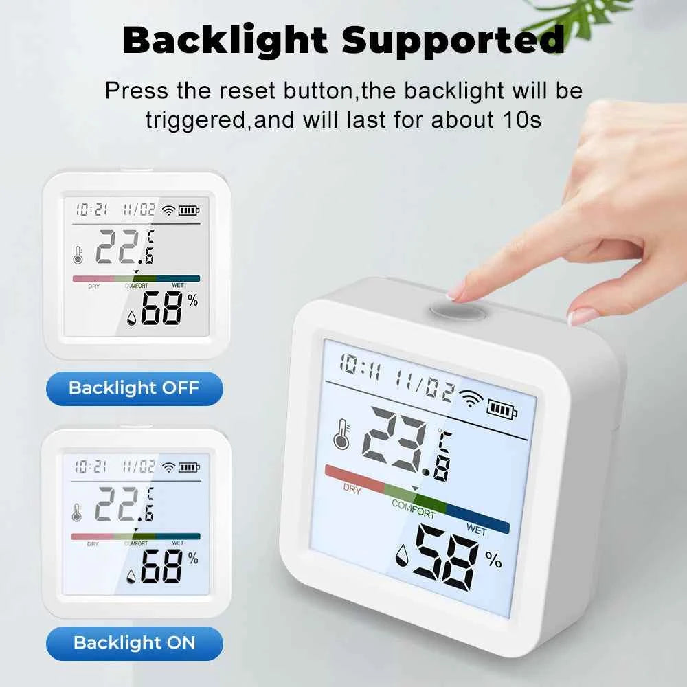 ONENUO Tuya WIFI Temperature Humidity Sensor Hygrometer Thermometer Smart Home APP Remote Moniter Support Alexa Assistant