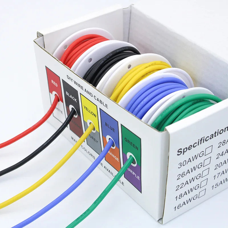 20-24AWG Electric Wire Flexible Silicone Wires 22 Gauge Stranded Tinned Copper Wire 5 Colors 16.4ft/5m Each or 32.8ft/10m Each - Shoppiline