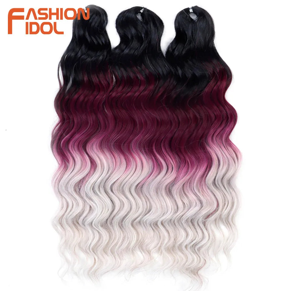 Anna Hair Extensions synthétiques de tresses Loose Deep Wave 24 pouces, cheveux tressés ondulés, cheveux bouclés torsadés au crochet Ombré Blond