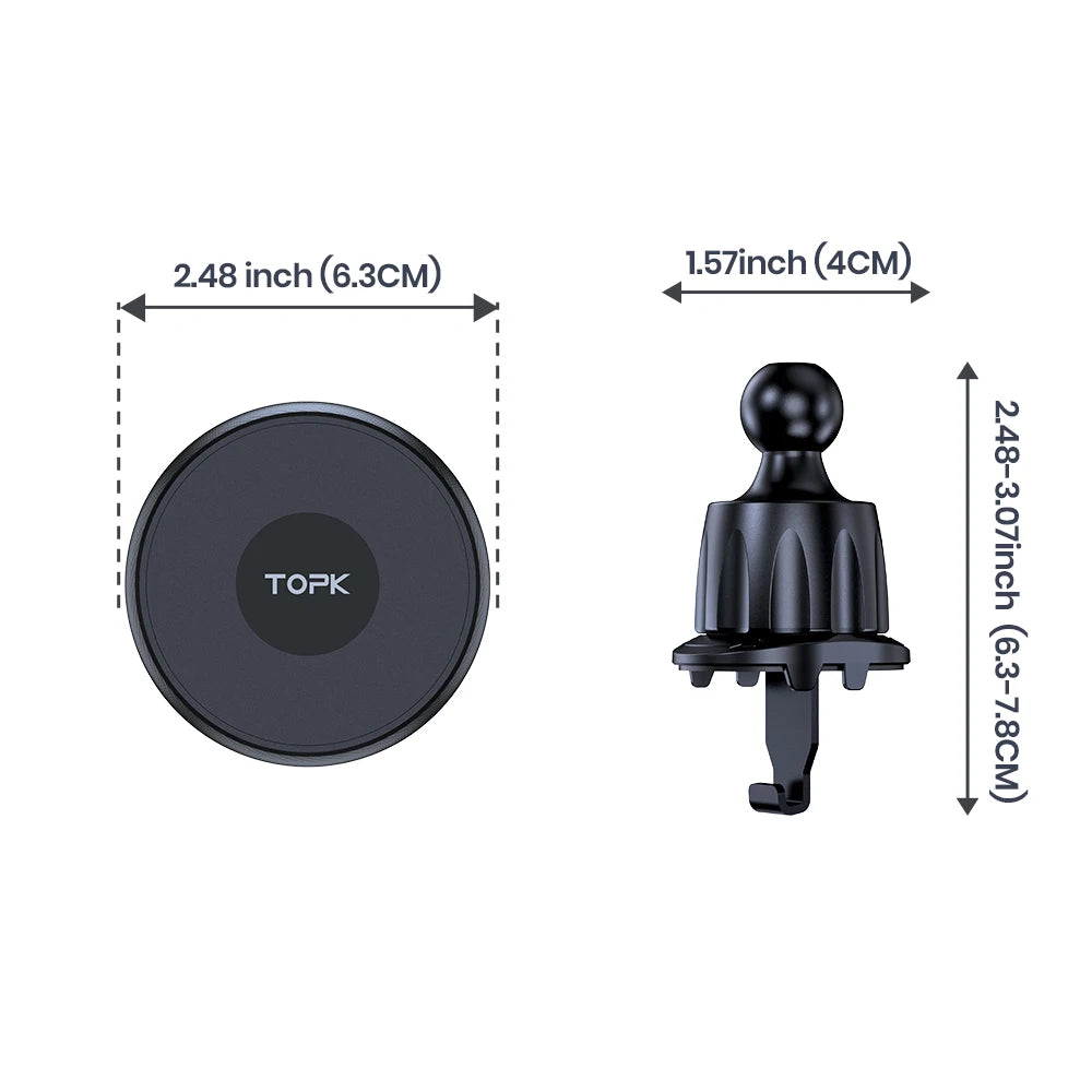 TOPK Universal Car Phone Holder Magnetic for Magsafe 360° Rotation Car Mount for Air Vent & Dashboard Windshield for All Phones - Shoppiline