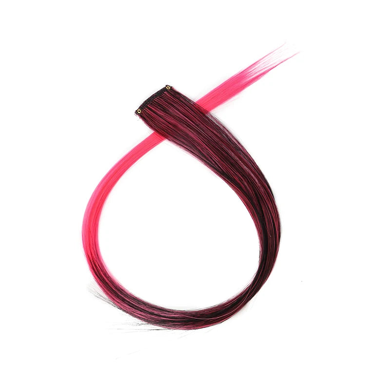 22Inch Synthetic Long Straight Clip In Hair Extensions High Temperature Hairpieces Rainbow Colors Hair Accessories for Women
