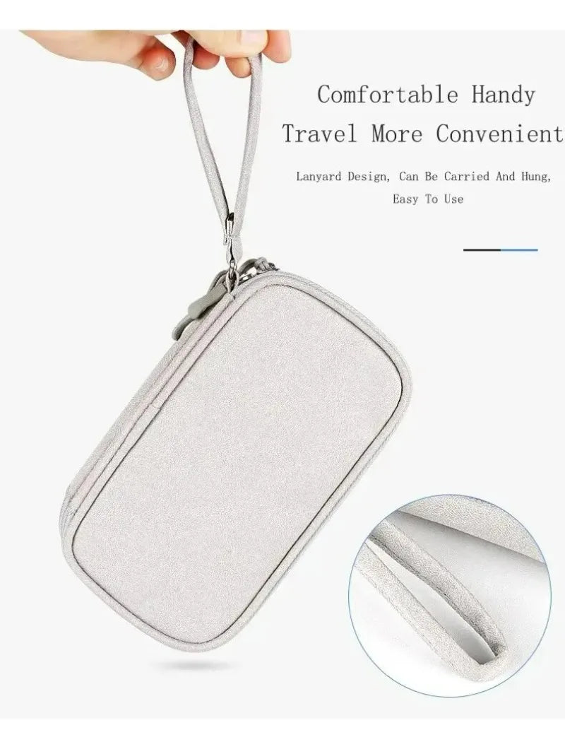 1PC Portable Travel Organizer Bag Waterproof Double Layer Cable Storage Pouch Carry Case for Cord Management