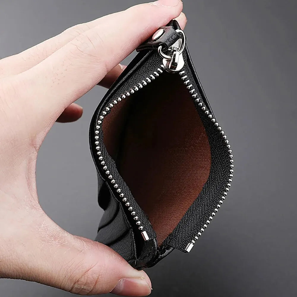 Mini Kreditkartenetui Ausweishalter Herren Kleiner Geldbeutel Dünnes Etui Reißverschluss Kurzes Münzportemonnaie