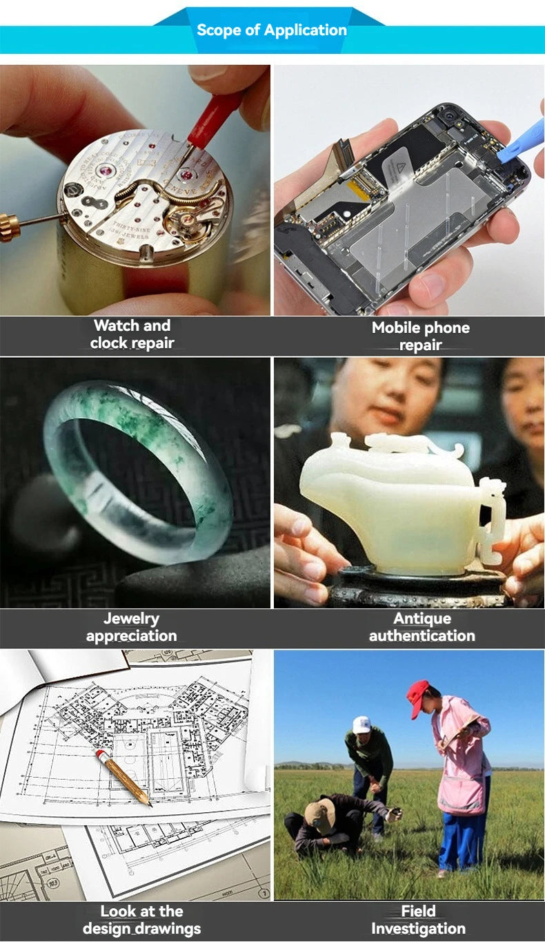 Magnifying Glass 8X/15X/23X Jeweler Watchmaker With LED Light Telescopic Headband Magnifier Glasses Reading Loupes Eyewear