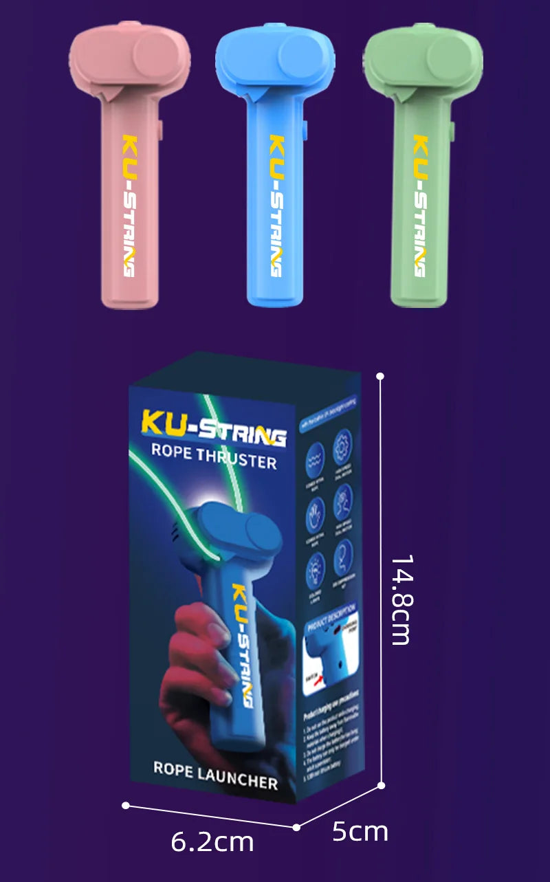 USB Rechargeable Glow String Launcher Toy Luminous Rope Shooter ABS Decompression Fidget Toy 3M Yarn for Kids Adults Party Gift