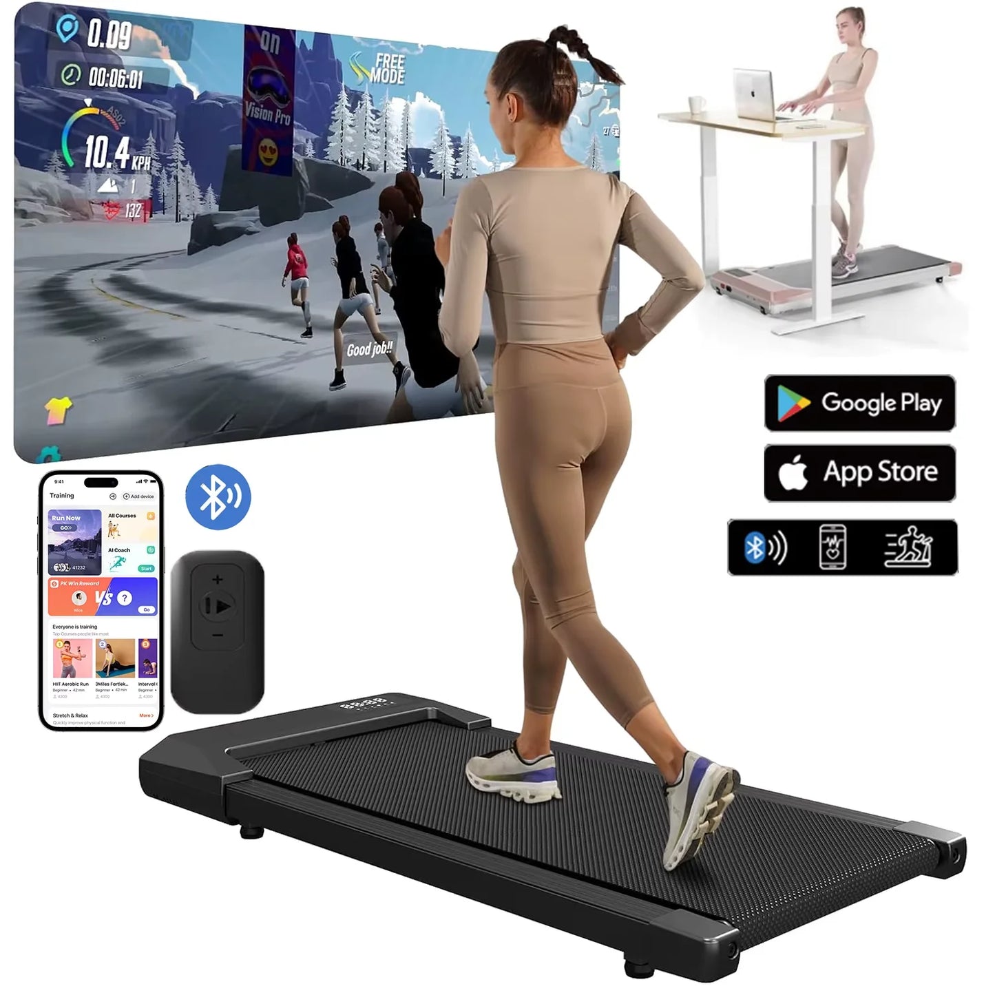 300lbs Treadmill for Home 2.5HP Treadmills Walking Pad LCD Digital Data Display 2in1 Walking Running Fitness Exercise Machine - Shoppiline