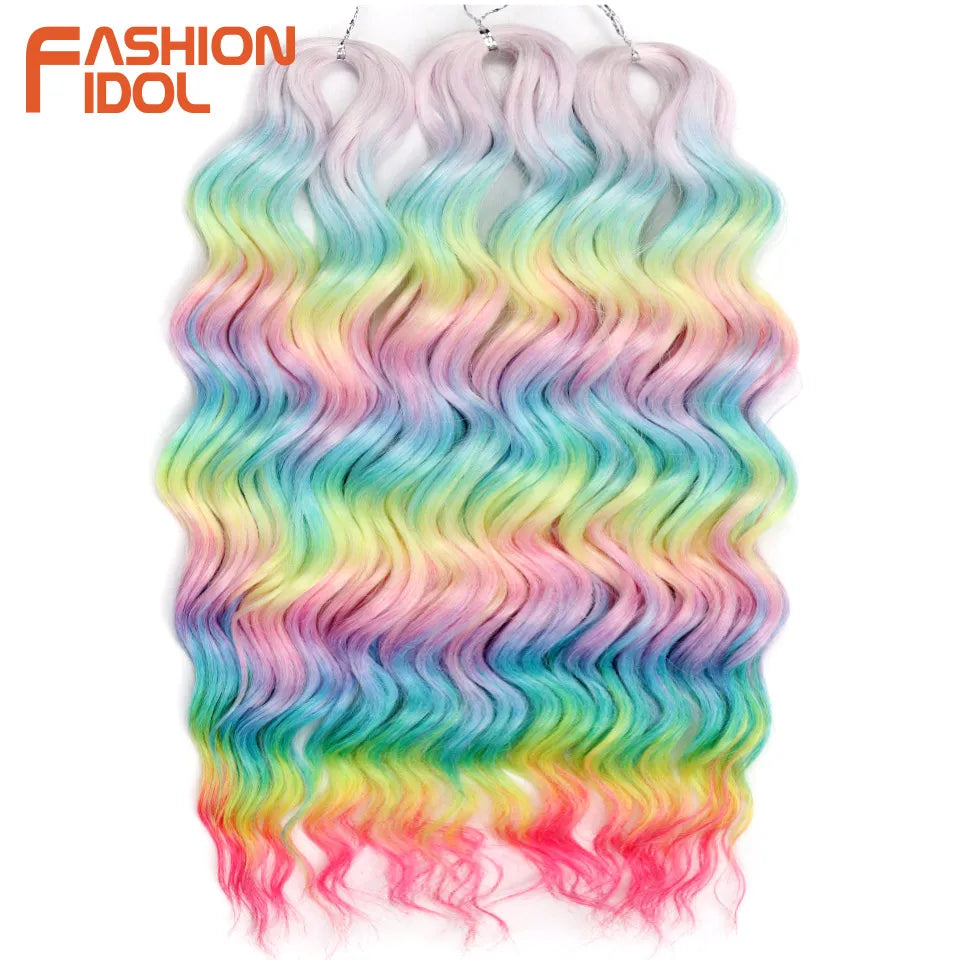 Anna Hair Extensions synthétiques de tresses Loose Deep Wave 24 pouces, cheveux tressés ondulés, cheveux bouclés torsadés au crochet Ombré Blond