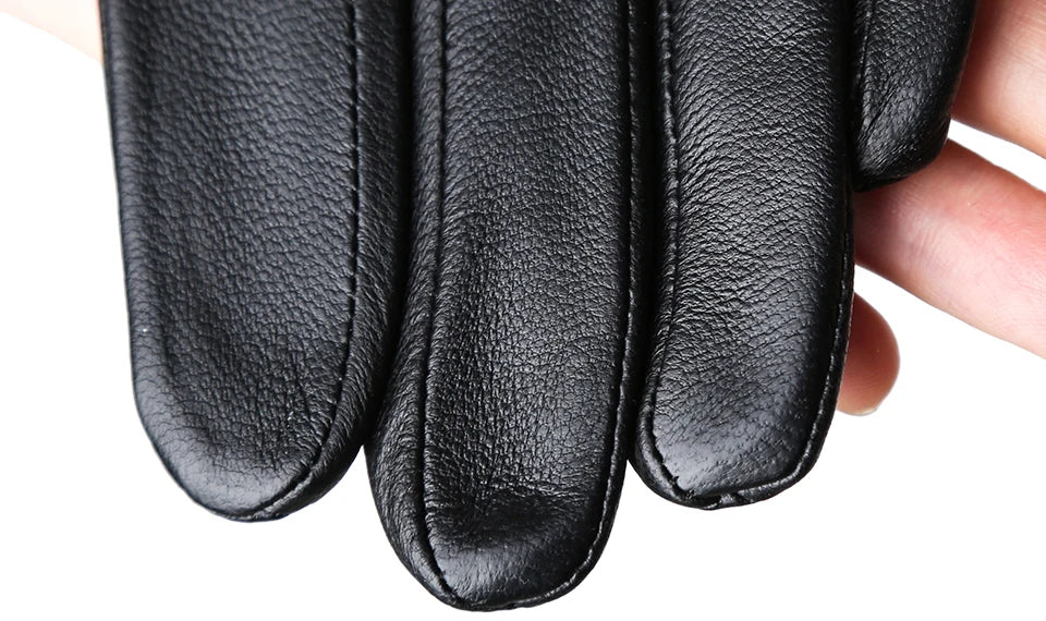 Women's sheepskin gloves winter warm plus velvet short thin touch screen driving color women's leather gloves good quality -2226