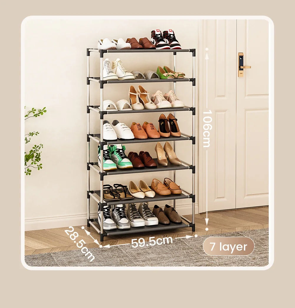 Stylisches Schuhregal Metall Einfaches Schuhregal Schuh-Organizer Ständer Halter Platzsparendes schwarzes Schuhregal für Wohnzimmer