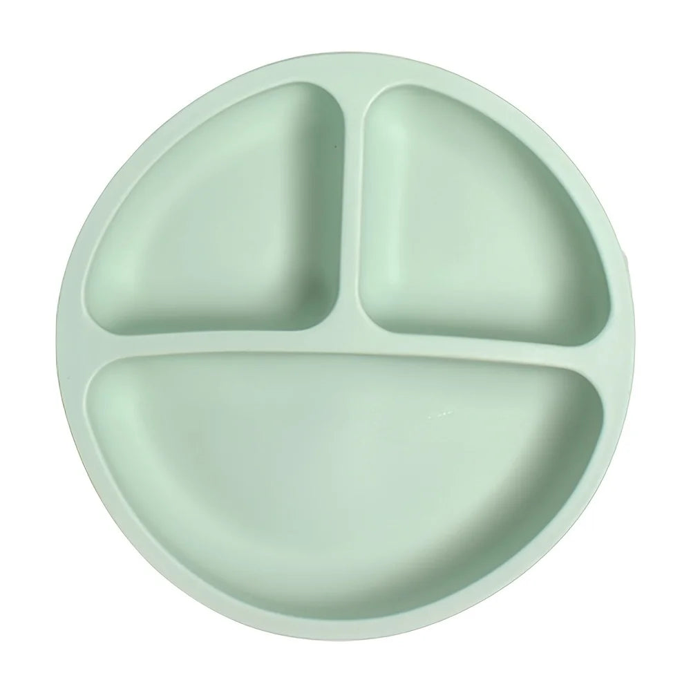 Suction Plates For Babies, Silicone With Lid Divided Design Dinner Plate