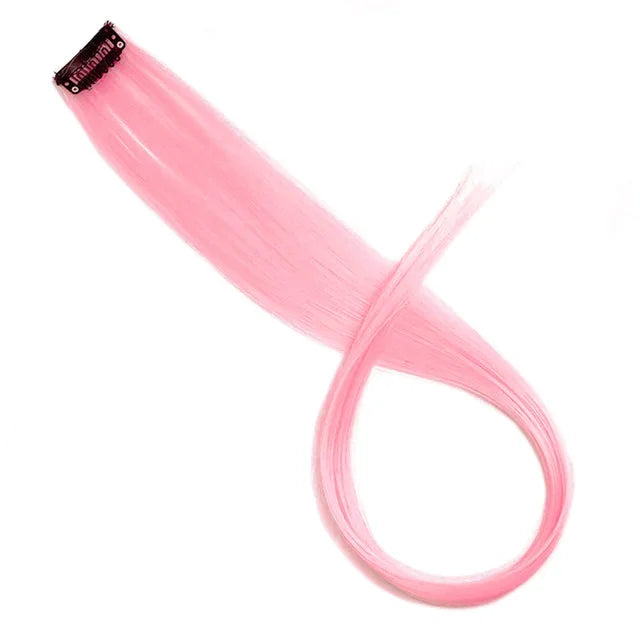 22Inch Synthetic Long Straight Clip In Hair Extensions High Temperature Hairpieces Rainbow Colors Hair Accessories for Women