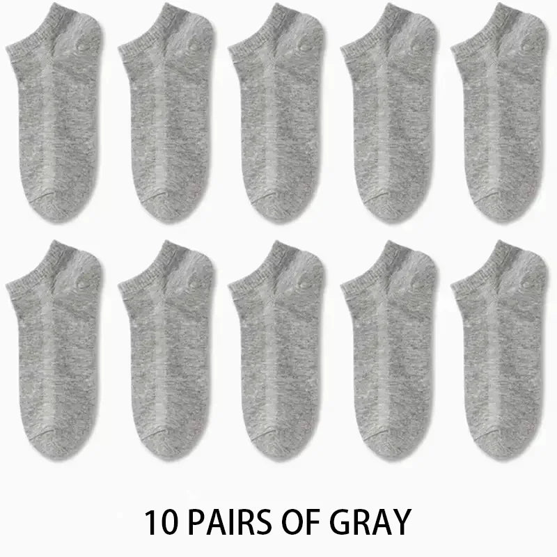 5/10 /20/30 Pairs Unisex Casual Plain Color Boat Socks Thin Breathable Comfy Anti Odor Sweat-absorbing Ankle Socks For Men Women