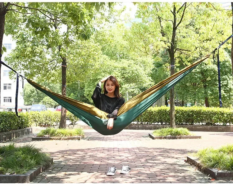 Ultra-Light Camping Hammock 300kg Load Capacity Breathable Quick-Drying Parachute Nylon Portable for Outdoor Indoor Garden