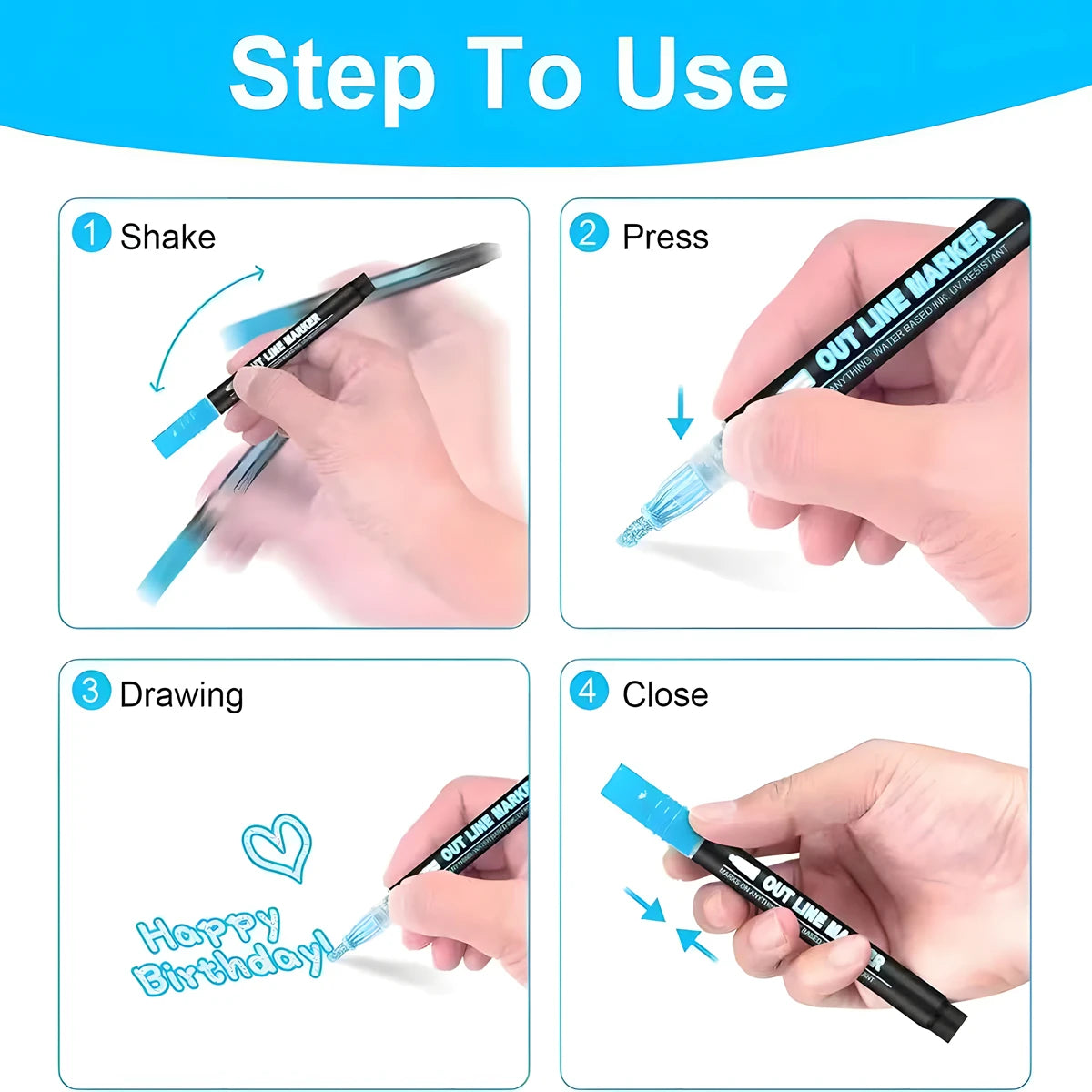 8/12/24 Colors Double Line Outline Pens, Self-Outline Metallic Markers Glitter Writing Drawing Pens For Christmas Card Writing