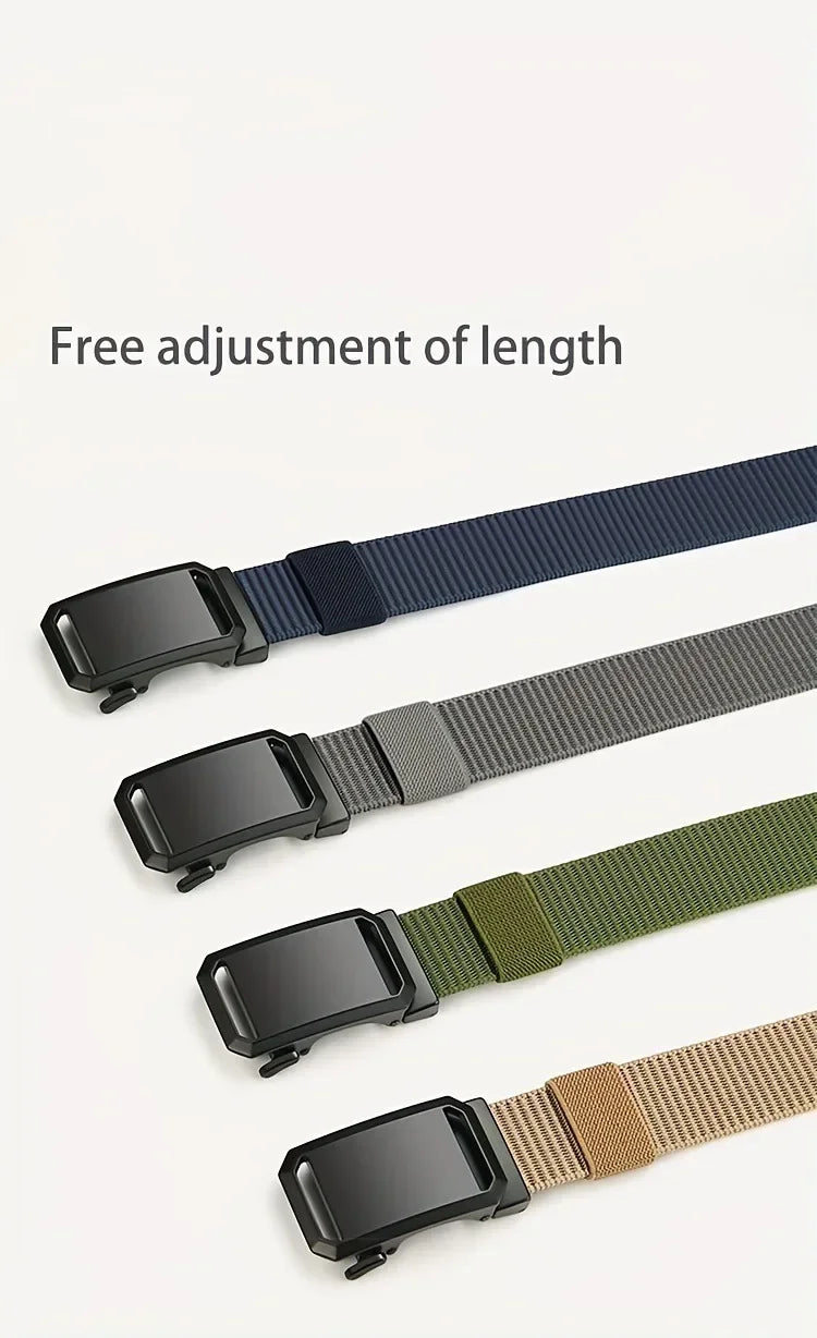 Quick Release Belt Automatic Buckle, Tactical Military Canvas Webbing for Men, Durable Outdoor Workwear Training Pants