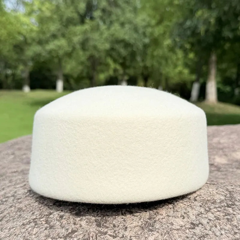 Retro Flight Attendant Ball Hat Women's 100% Wool Felt Beret Party Charming Hat Wedding Cocktail Party Medicine Box Hat