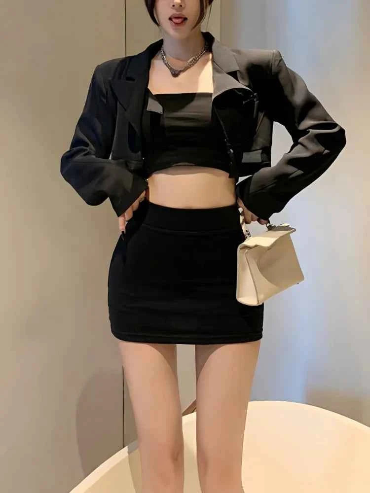 FREEAUCE Korean Girls Style Sexy Casual Pencil Mini Short Skirts High Waist Night Club Wear Black White Fashion Skirt for Woman