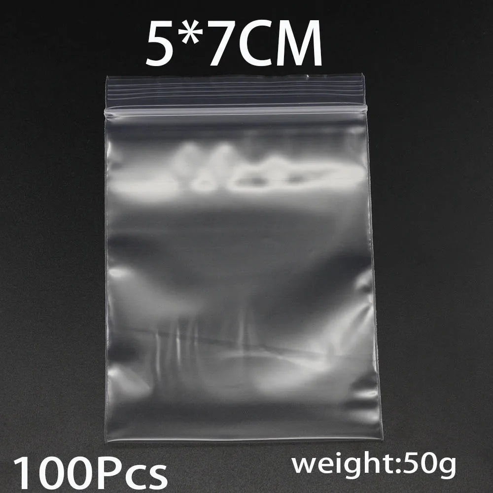 30-100pcs/bag 4*6/5*7/6*8/7*10/8*12cm Zipped Lock Reclosable Plastic Poly Clear Bags Bulk Jewelry Craft Accessory Packaging