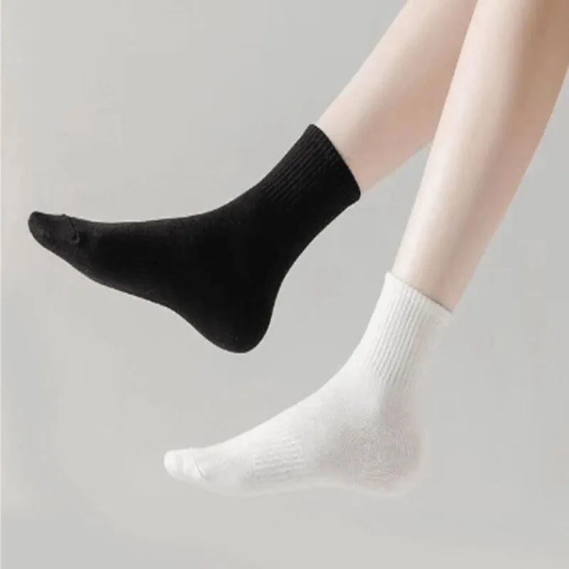 5/10/20 Pairs Neutral Solid Color Round Neck Socks Spring Summer Sweat Absorbing Breathable Comfortable All-season Sports Socks