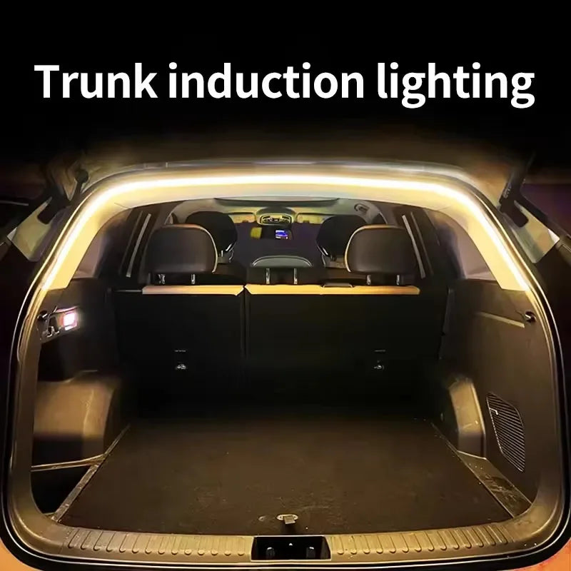 Car Trunk Led Light Strip 200cm/400cm Flexible PVC Decorative Light Strip Automatic Induction Atmosphere Lamp Universal for Suv