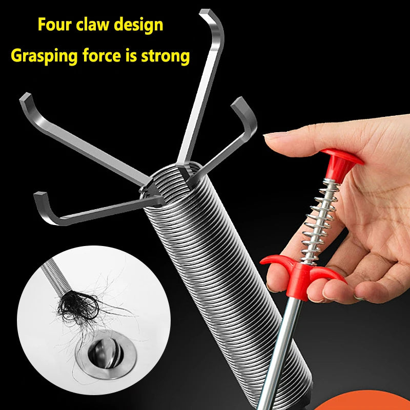 60cm Spring Pipe Dredging Tools, Drain Snake, Drain Cleaner Sticks Clog Remover Cleaning Household for Kitchen Bending Sink Tool