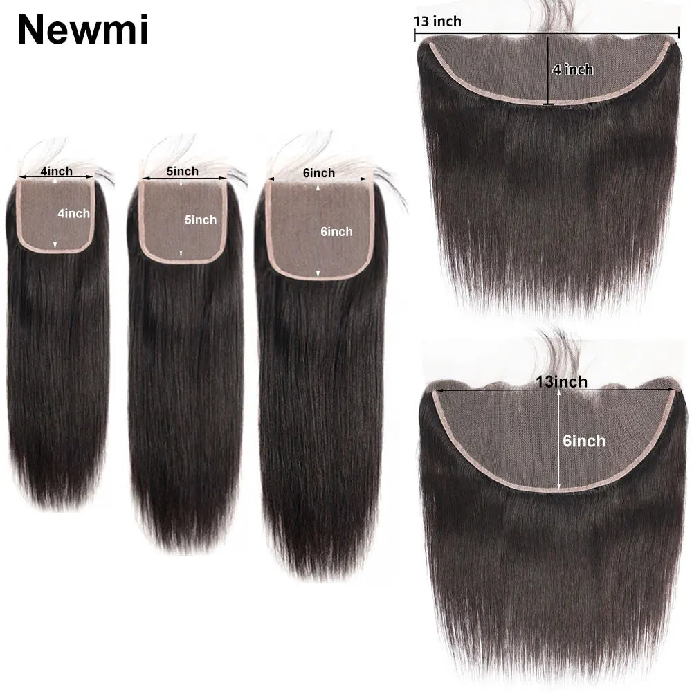 Raides 4x4 5x5 6x6 Closure Dentelle Cheveux Humains Transparents 13x4 13x6 Frontal Dentelle Cheveux Humains Oreille à Oreille Extensions Frontales