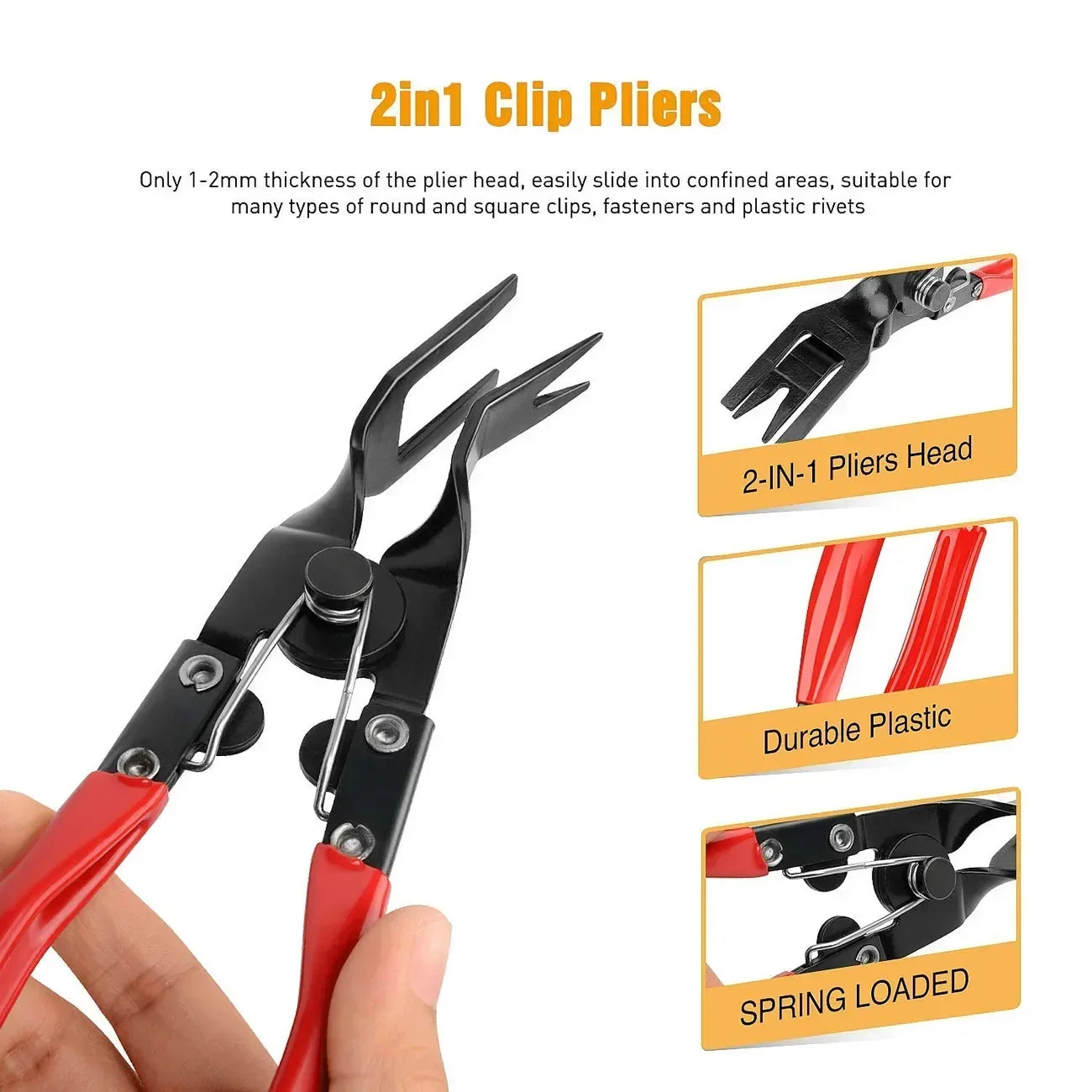kkjoy Car Clip Removal Pliers Trim Pry Tool Kit for Auto Body Panel Door Fastener Repair