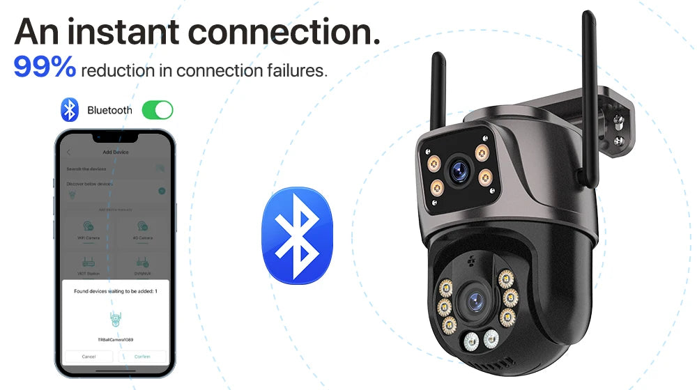 4K 8MP HD Wifi PTZ Camera Outdoor 4MP Dual Lens Dual Screen AI Auto Tracking IP Camera CCTV Audio Video Surveillance P2P iCSee - Shoppiline