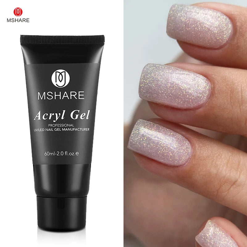 MSHARE Poly Nails Acryl Gel 60ml Builder UV Led Acrylgel Nagelverlängerungen Acryl Rosa Weiß Klar Acrylat HEMA TPO-freies Gel