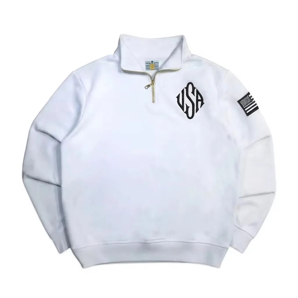 Y2K Retro Quarterzip Pullover Hoodie Embroidery Sweatshirt American Vintage Old Money Casual Streetwear Unisex Oversized Coat