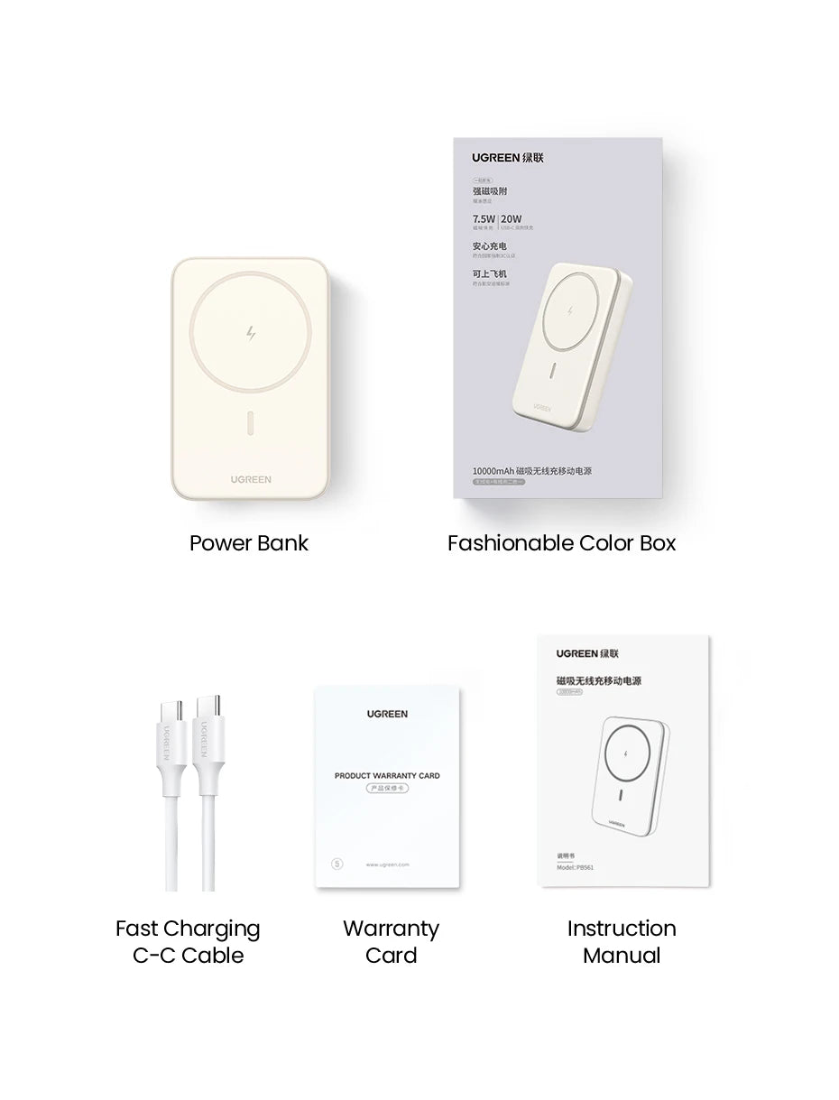 UGREEN PD20W Power Bank Magnetic 10000mAh Portable Wireless Fast Charging PowerBank for Magsafe for iPhone 17 15 Pro Max 16 Pro - Shoppiline