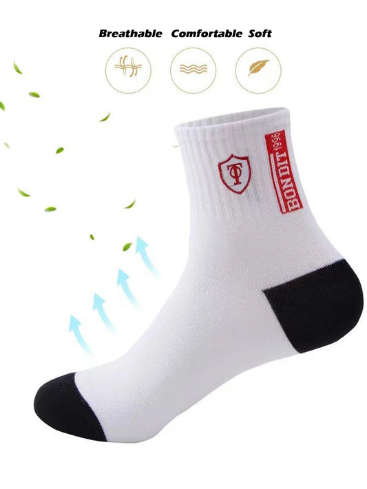 5＆10 Pairs Breathable Sports Stockings Mens Bamboo Fiber Mens Socks Sweat Absorption Deodorant Business Sox
