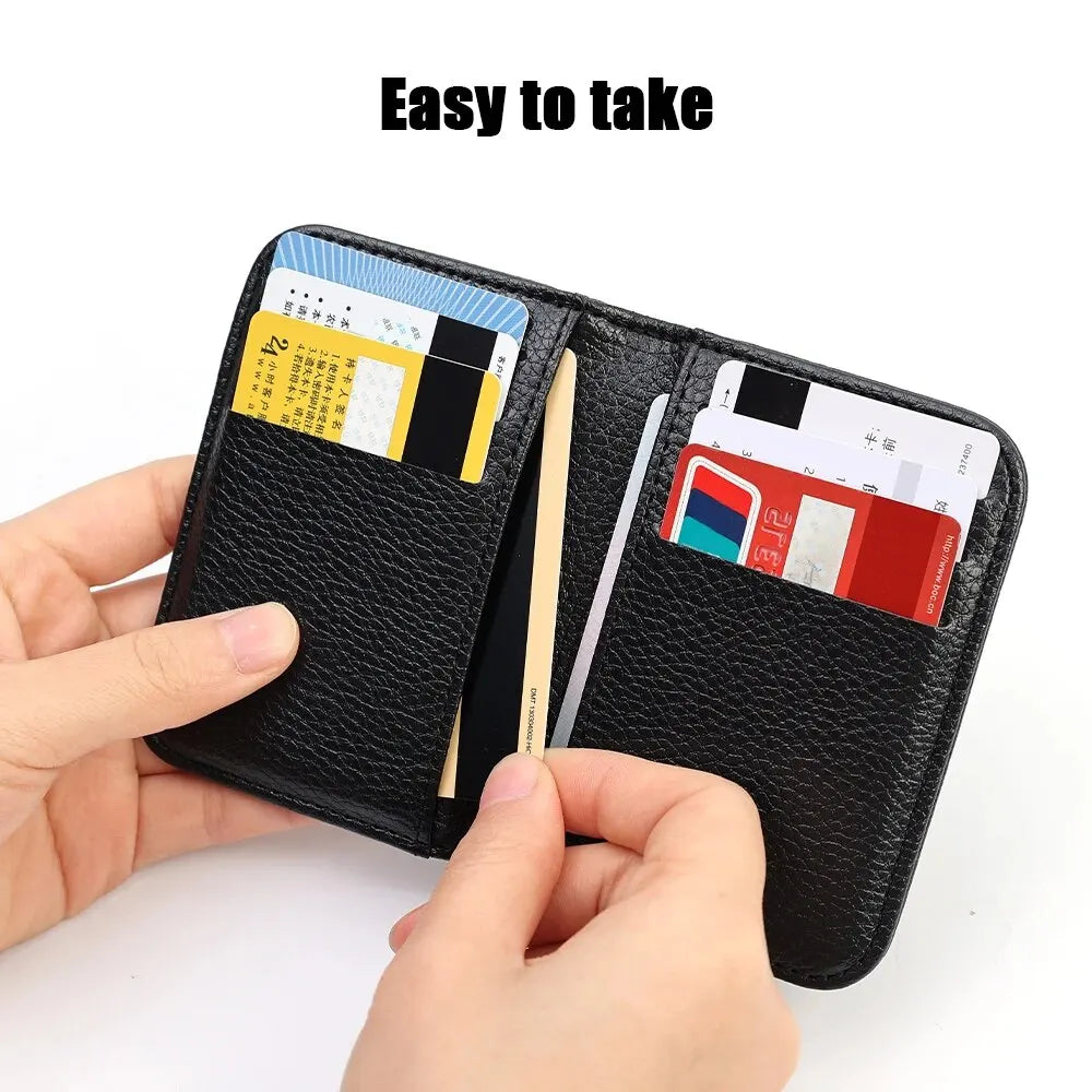 Tragbares Super Slim Weiches Portemonnaie für Herren PU Leder Mini Ausweis Kreditkarten Geldbörse Kartenhalter Portemonnaie Dünne Kleine Kurze Brieftaschen