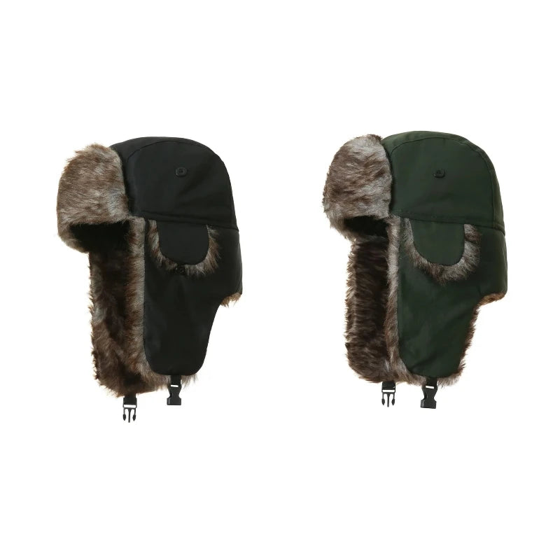 Unisex Warm Mens Women Trapper Cap Aviator Trooper Earflap Winter Flaps Ski Hat New Bomber Hats Russian Ski Hat Faux Fur Hats