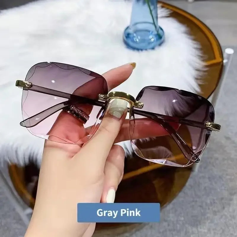 Frameless Sunglasses Y2K Gradient Fashion Korean Hip Pop Anti Ultraviolet Elegant Luxury Outdoor Travel Eyewear Women Unisex